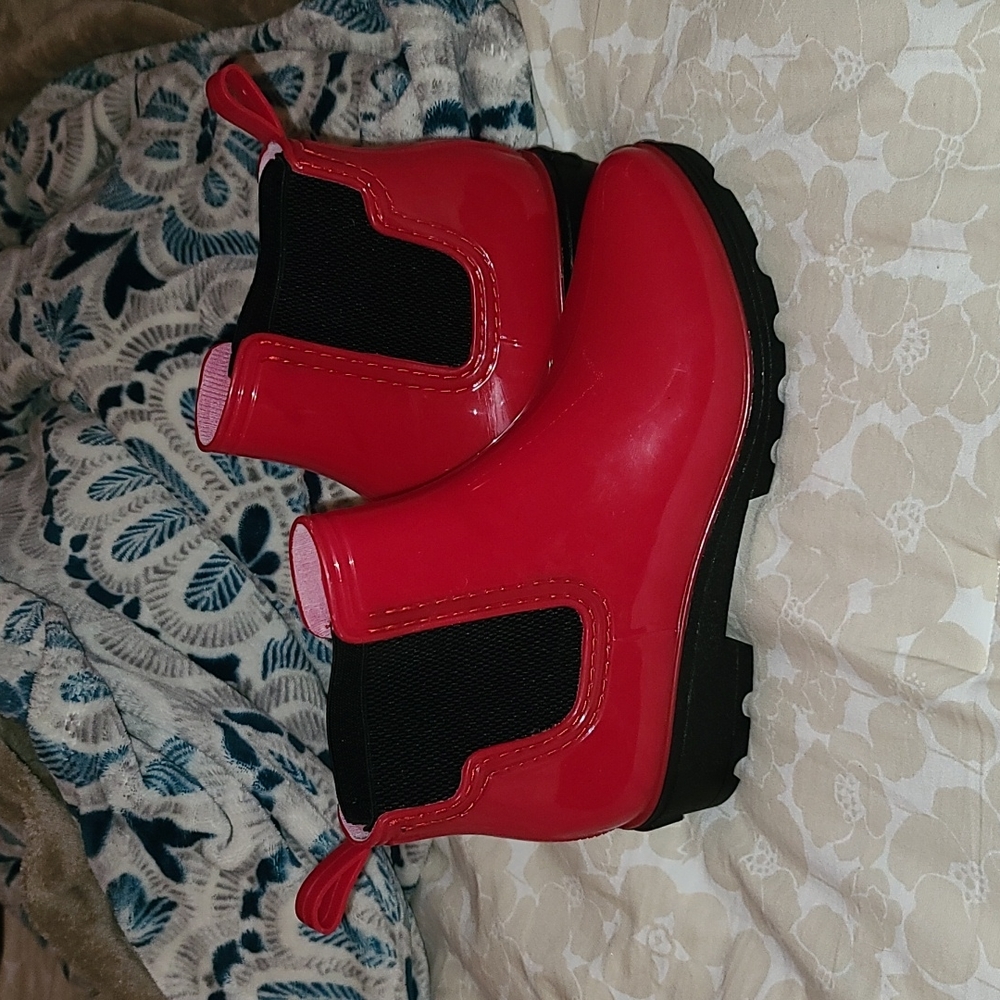 Red Ankle Rain Boots